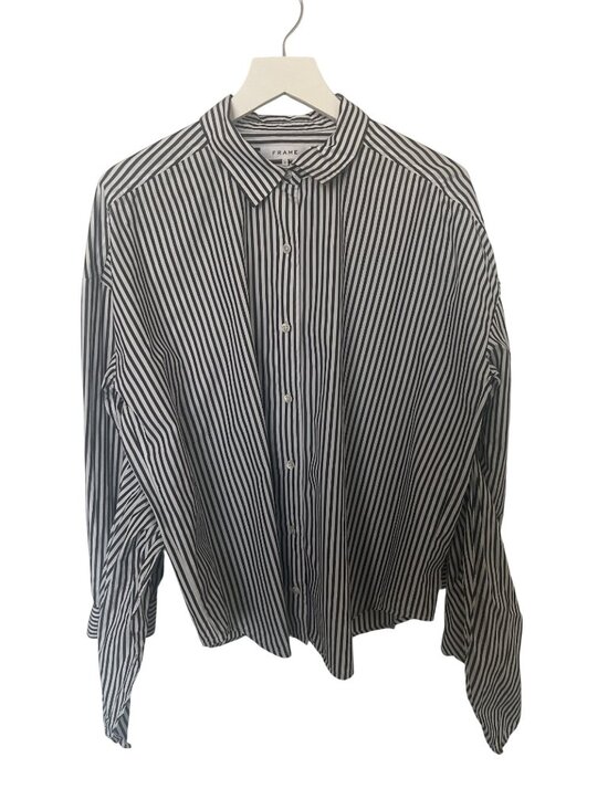 Frame Noir Multi Striped Button-Up Shirt With Front Tie - Picture 4 of 7